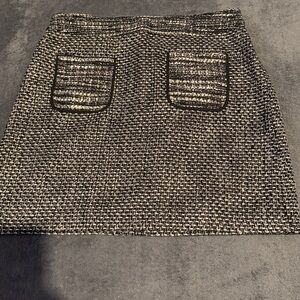 LOFT Black and White Textured A-Line Skirt